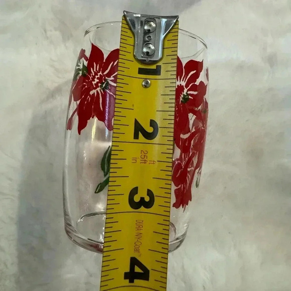 Vintage Pointsetta Christmas Juice Glass Set of Five Holiday Glasses Party EUC - Picture 9 of 12